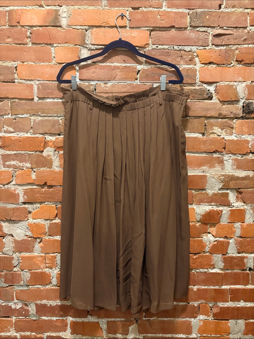 Madewell 100% Silk Olive Midi Skirt